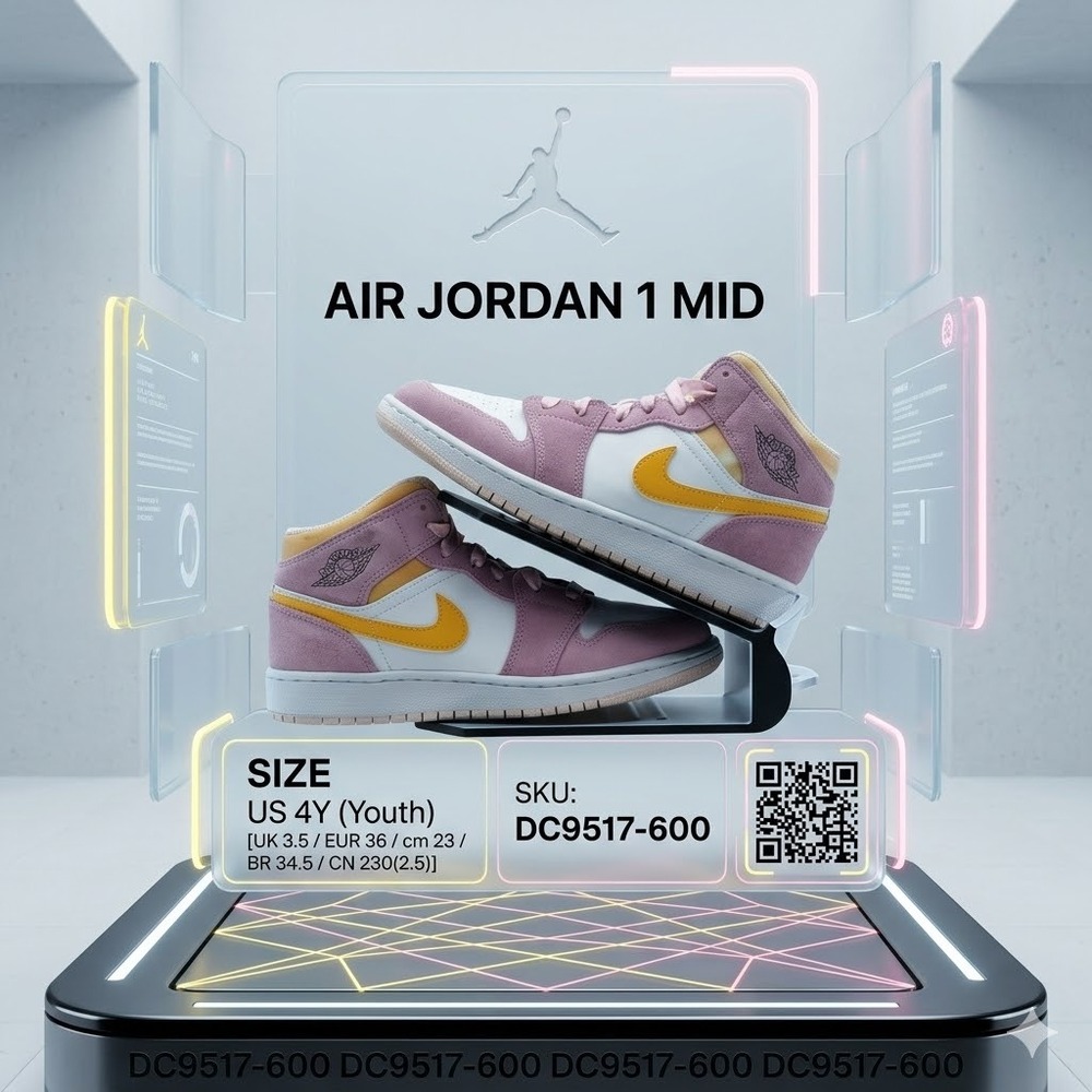 Jordan Air Jordan 1 Mid SE Arctic Pink Tie-Dye DC9517-600 Size 4Y‎ 5.5W